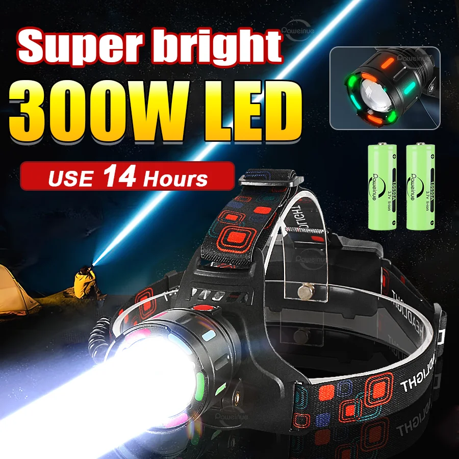 Фонарь налобный портативный 300 Вт 2000 м