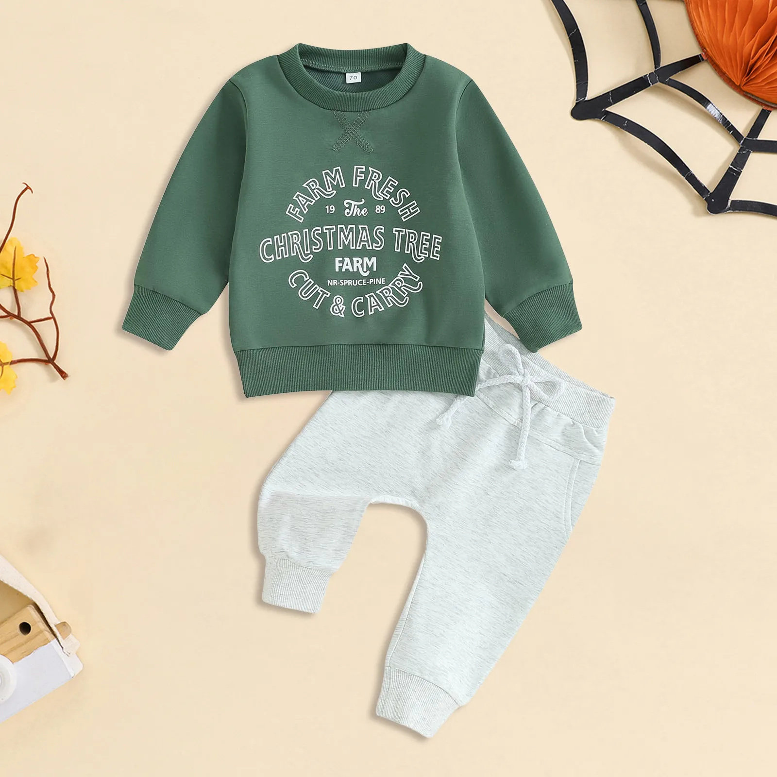 

Christmas Long Sleeve Baby Boys Girls Clothing Set Print Tops+ Pants 2PCS Winter Tracksuit Kids Suits Autumn Children Outfits