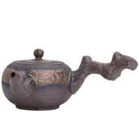 pot with thick dead wood and side handle hand madeteapot with old rock mud household single pot japanese kung fu tea set filt