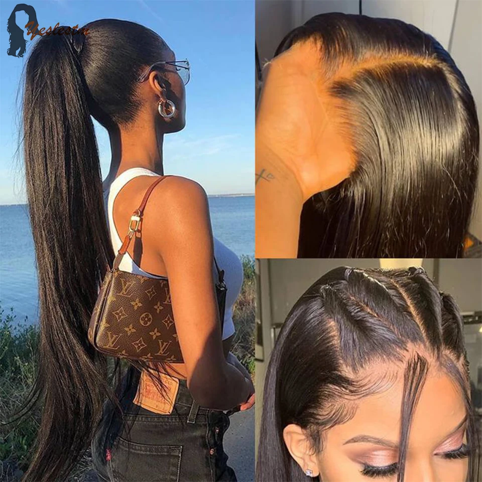 

Transparent Lace Front Human Hair Wigs For Women 13X4 Lace Frontal Wig Brazilian Remy Straight Lace Closure Wig 4X4 5x5 Lace Wig