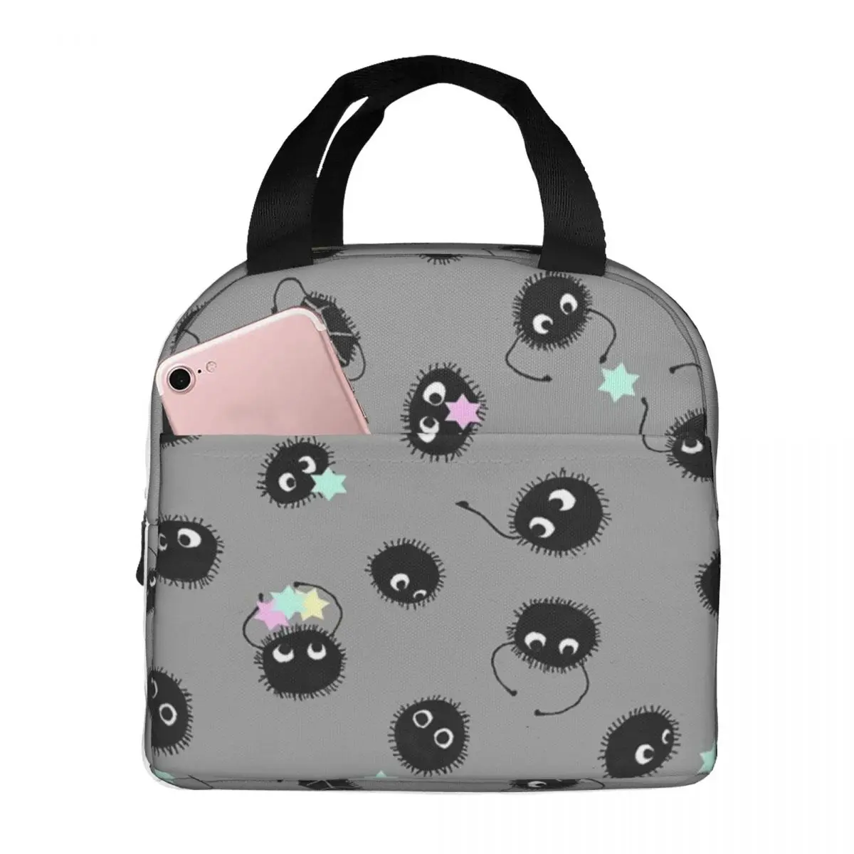 Lunch Bags for Women Kids Dust Mites Candy Soot Fuzz Ball Fuzzball Totoro Insulated Cooler Portable Picnic Lunch Box Bento Pouch