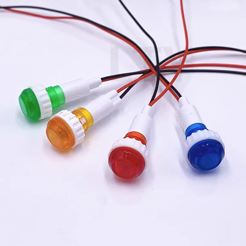 

10 шт., 10 мм, резьба 19 см, длинный кабель, красный, зеленый, желтый, сигнальный индикатор, лампа 12 В, 24 В, 220 В, 380 В XD10-6