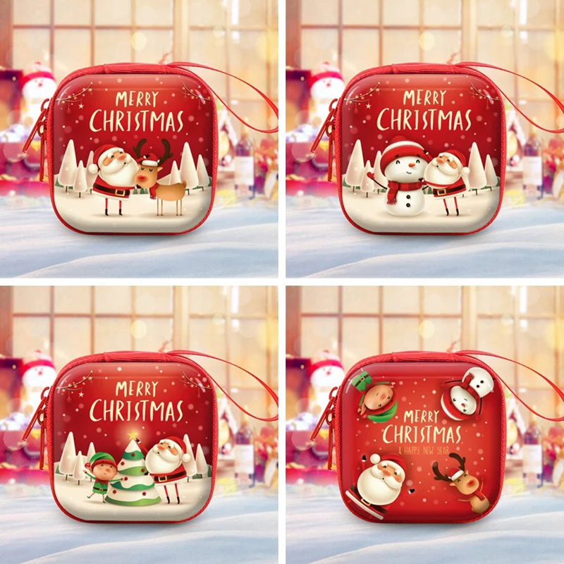 

Christmas Style Coin Purse Cartoon Santa Claus Printed Wallet Pouch Small Portable Purse Women Kids Fashion Decorations Gifts