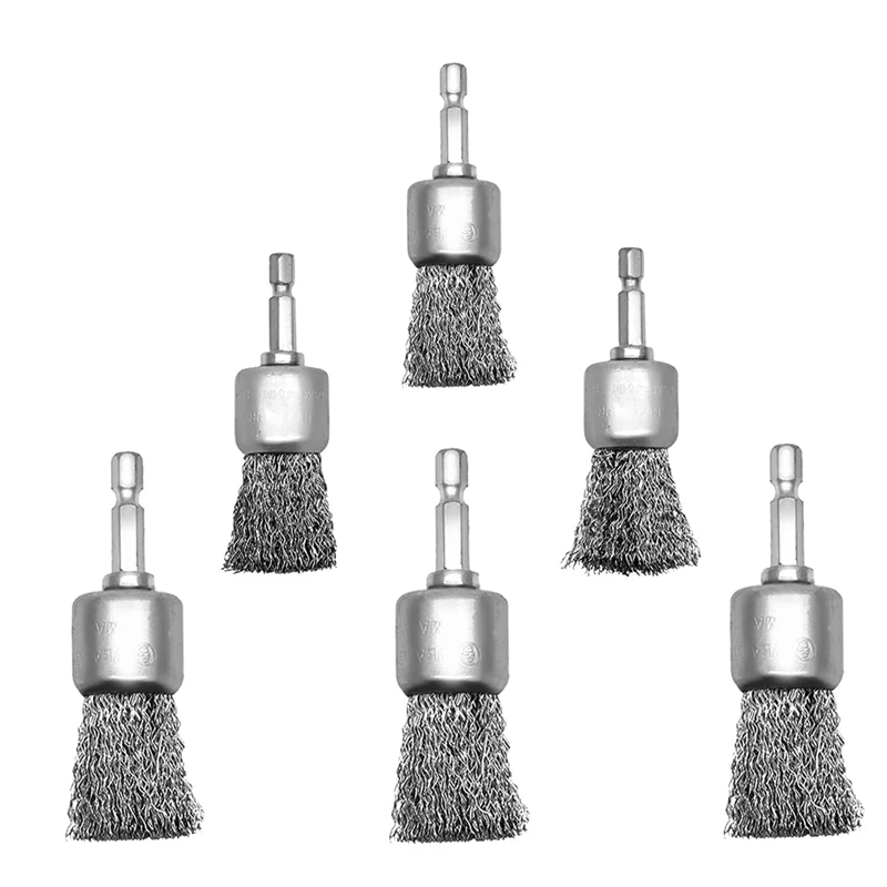 

1Set Wire Brush Wheel Silver Steel New For Drill 1-Inch Crimped End Wire Brushes 1/4Inch Hex For Paint-Surface And Small Spaces