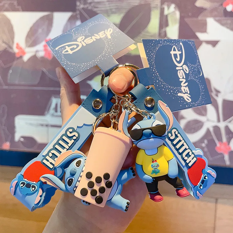 

Disney Lilo & Stitch Toys Keychian Anime Stitch Pendant Keychain Heart Milktea Keychians Women Car Keyring Girl Birthday Gift