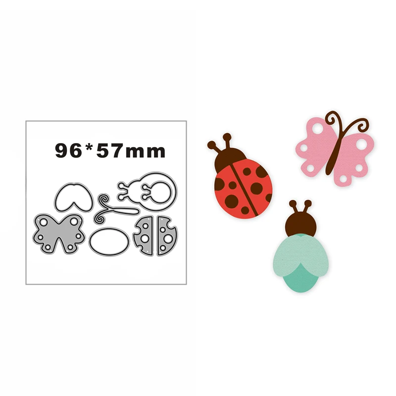 

New Assembled Ladybug Butterfly Metal Cutting Die Scrapbook Template Cutting Card Making Decorative Relief Photo Album Crafts
