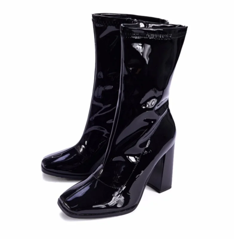 2022 Autumn Winter Women Boots Fashion Booties Woman Shoes British High Heel Mid-calf Boots Casual Ladies Single Boots New