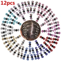 12pcs mini hair clips no slip clips rhinestone hair clips clamps mix colored crystal flower hair accessories for women girls