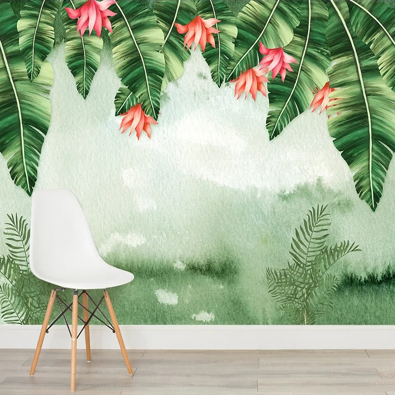 Custom 3D Photo Wall Mural Nature Landscape Wallpaper Tropical Banana Leaves Wall Painting For Living Room TV Background Decor