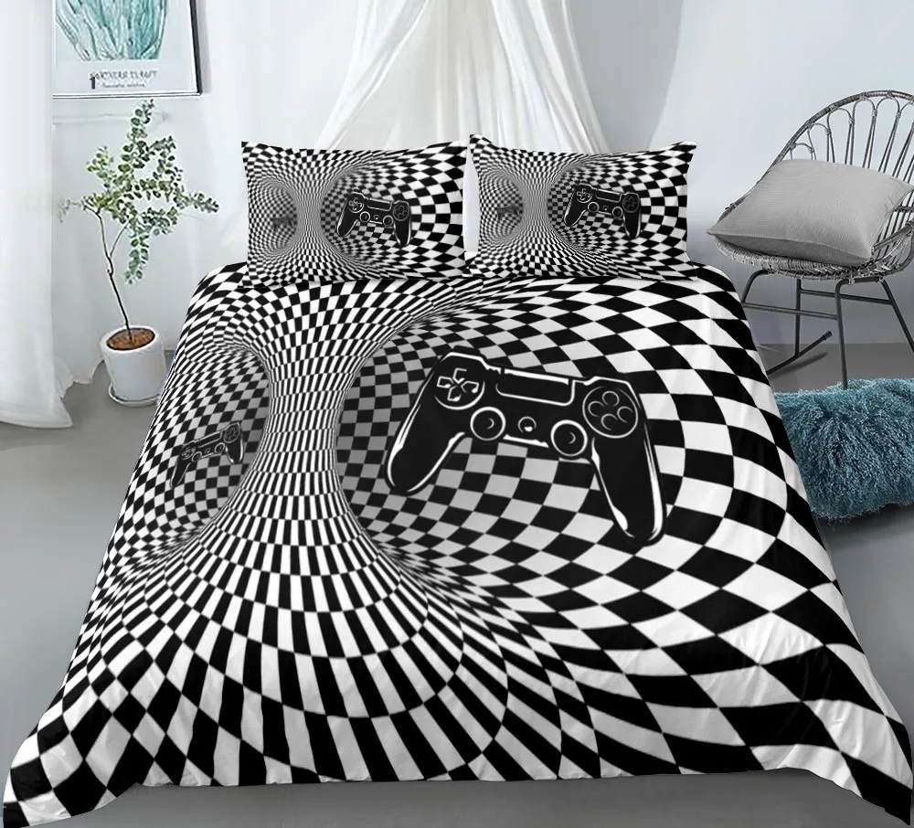

3D Vortex Gamepads Duvet Cover Digital Printing Quilt Cover Bedding Set King Size Comforter Cover Creative Game Over Bedclothes