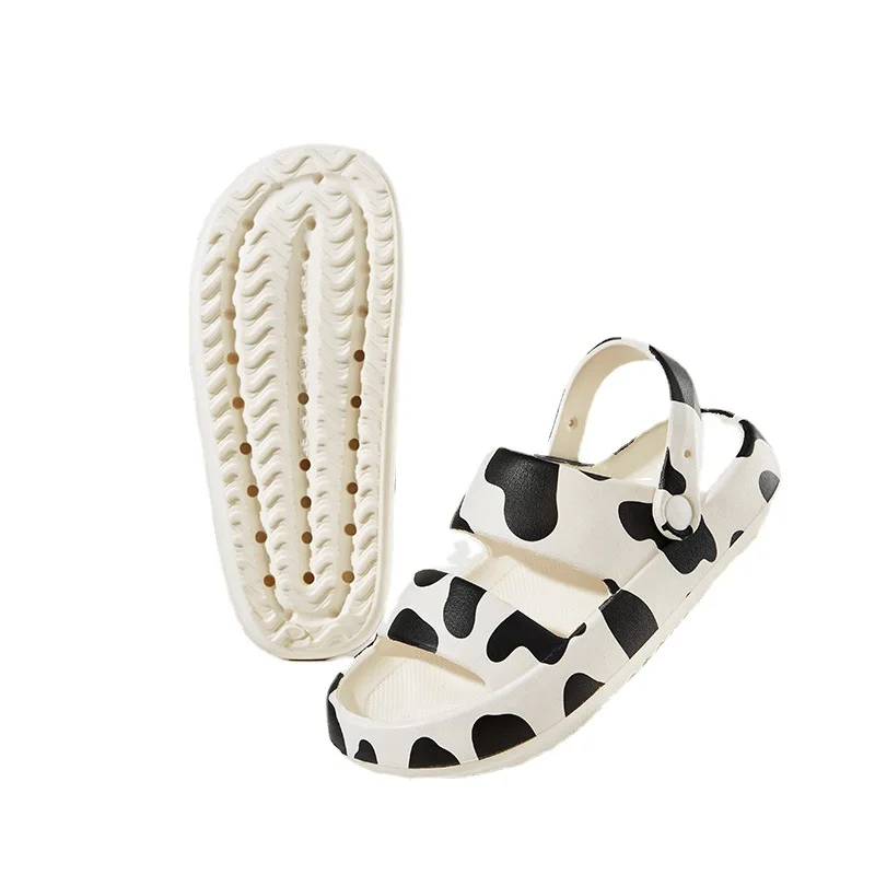 

Cartoon Milk Cow Print Cloud Sandals Women Soft Sole Thick Platform Slippers Woman Summer Non Slip Beach Flip Flops Funny Slides