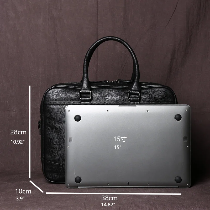 Retro Leather Handbag men's Horizontal Large-capacity Messenger Briefcase First Layer Cowhide Business Computer Bag images - 6
