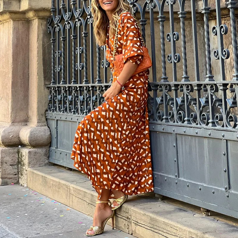 

Новое модное осеннее платье в горошек 2022, облегающее платье средней длины