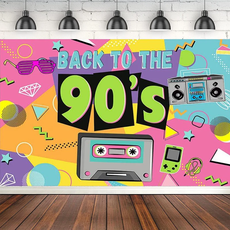 

Фон для фотосъемки назад в 90-е хип-хоп декор для музыкальвечерние радио зеленая игровая консоль граффити фон торт стол Баннер