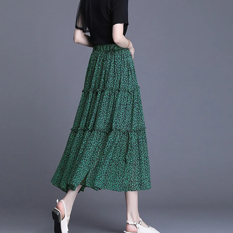 Шифоновая юбка макси в Корейском стиле длинная шифоновая юбка-трапеция бохо со