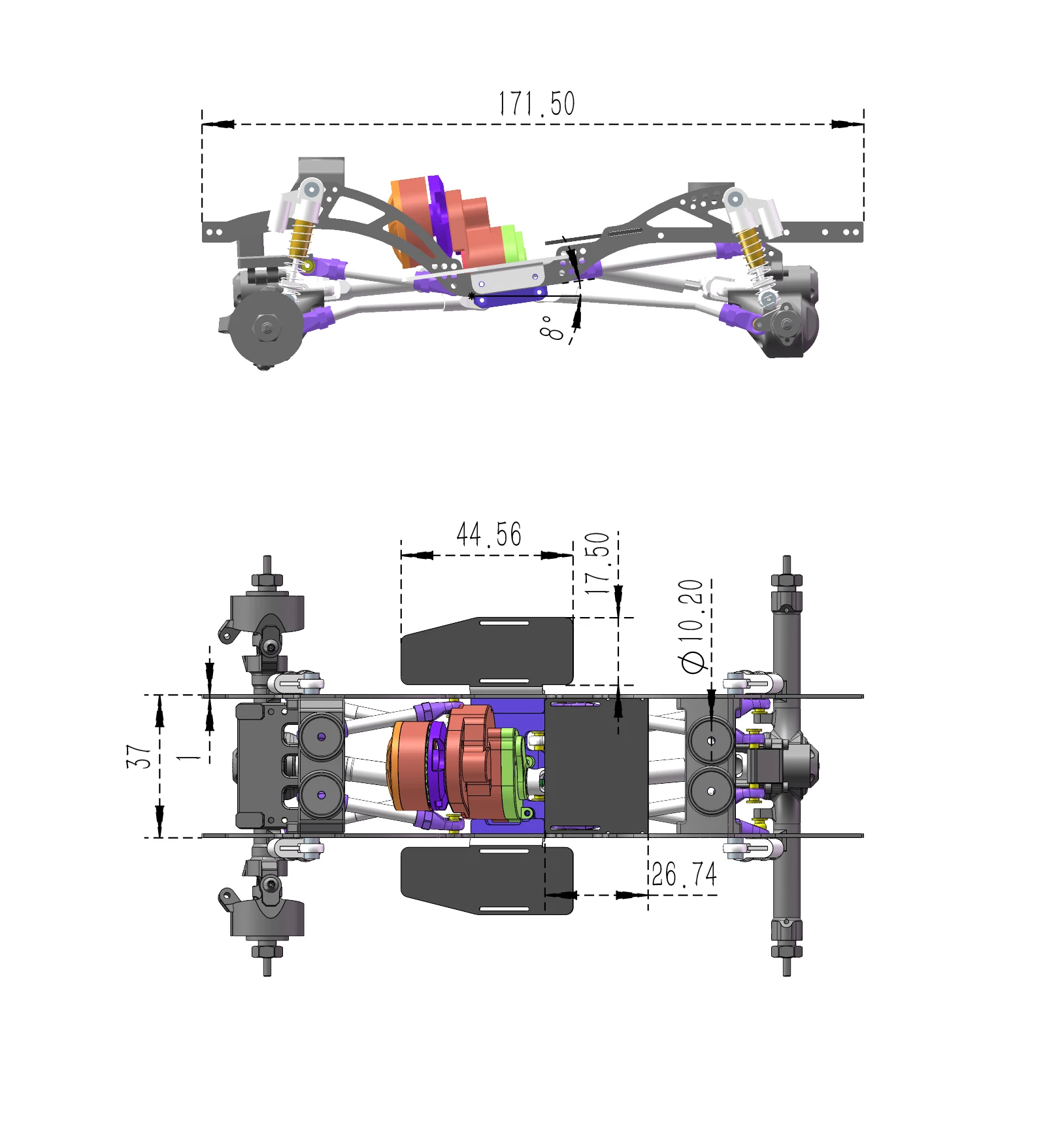 Фото Титановая рама MEUS RACING SCX24 LCG Chassis TC4 для обновлений гусеничного радиоуправляемого автомобиля Axial SCX24 1/24 №4
