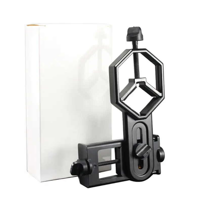 

Black Adjustable Metal/ABS Cellphone Adapter Mount Microscope Spotting Scope Telescope Clip Bracket Mobile Phone Stand Holder