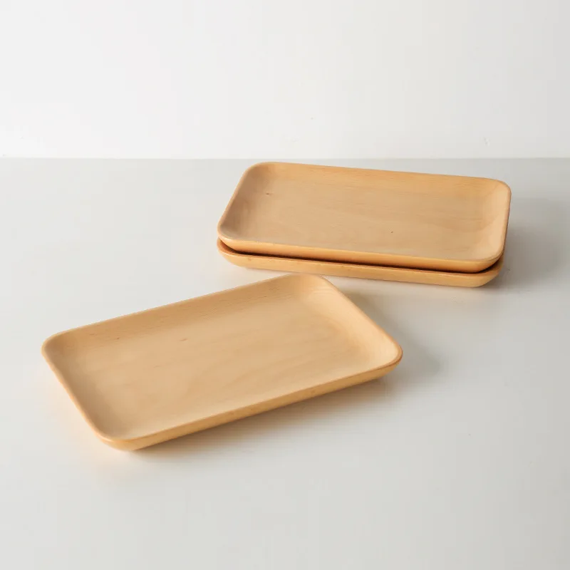 

Japanese beech wood whole wood creative snacks snack plate baking small dinner plate nut plate rectangular wooden plate