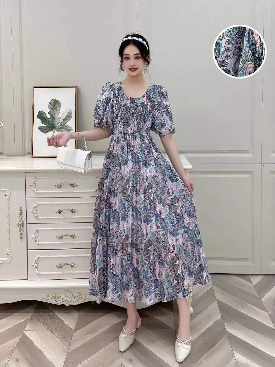 

Женское платье с круглым вырезом, эластичное облегающее длинное платье с рукавами-фонариками, модельное элегантное праздничное платье в ст...