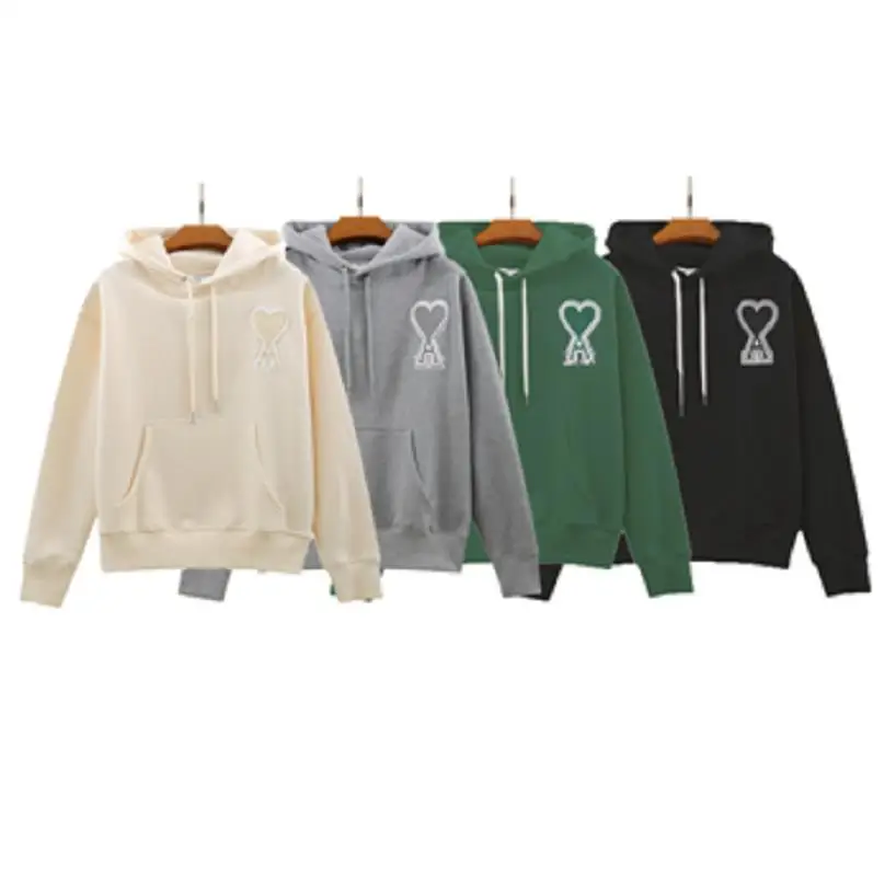 

2022 Nieuwe Ami Geborduurde Harajuku Hoodie Pure Kleur Casual Hoodie Voor Mannen En Vrouwen Losse Eenvoudige Mode Hoodies