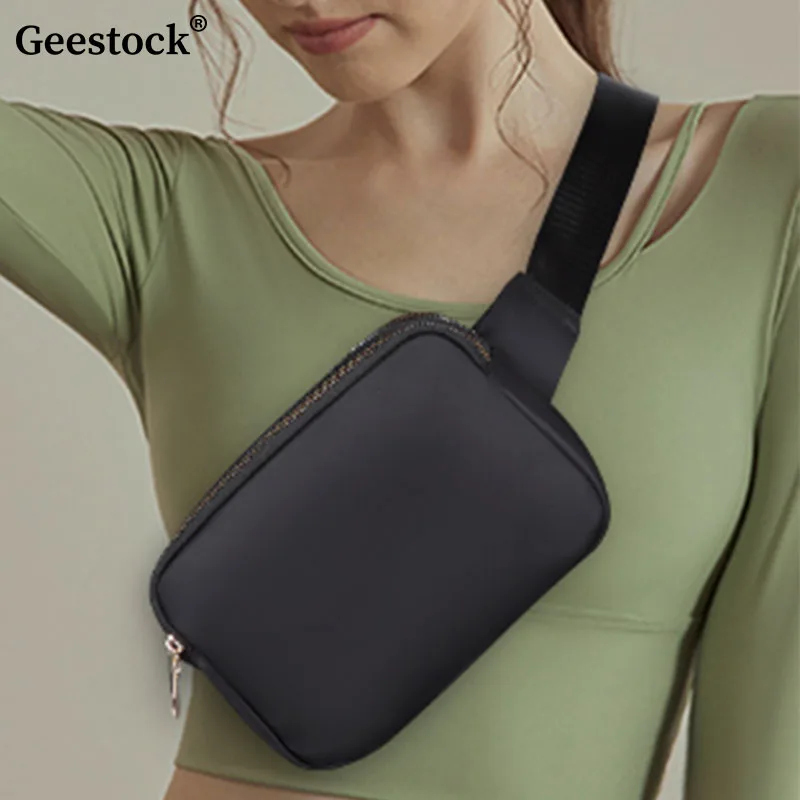 Geestock Belt Bag Small Waist Bag Waterproof Belt Pack Zipper Chest Bag Crossbody Fanny Packs For Women Sports Running Outing