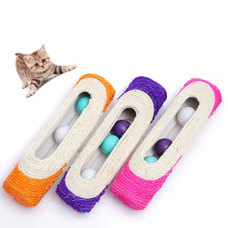 

Cat Toy Long Roller Three Ring Balls Sisal Scratching Post Cat Toy Tease Cat Ball Badminton Pet Toy Pet Supplies