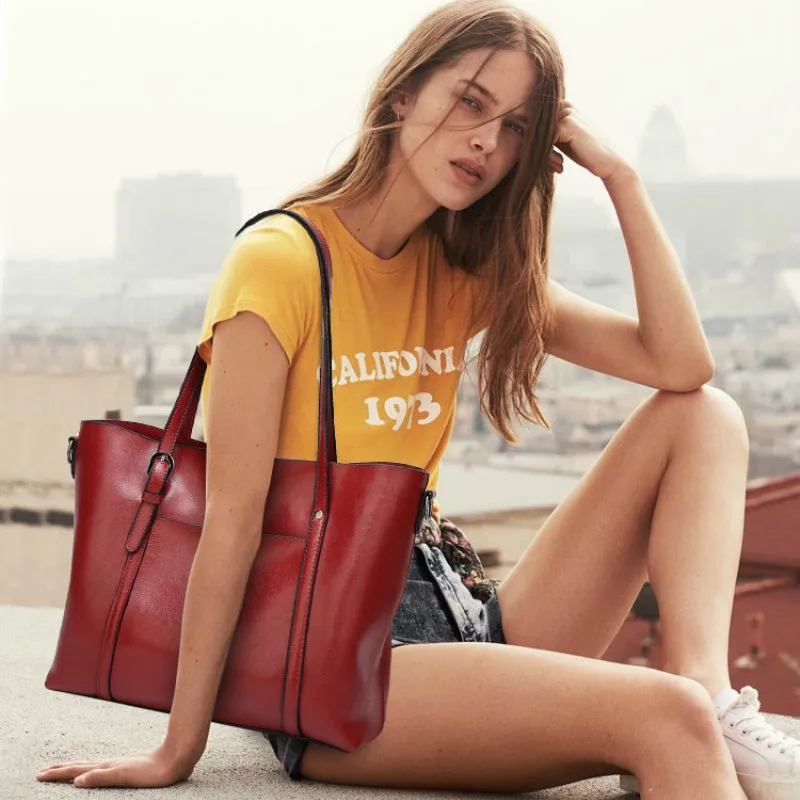 Shoulder Bags for Women Oil Wax Leather Handbag Tote Crossbody Bag Women Luxury Handbag High Quality Women Bags Designer Handbag