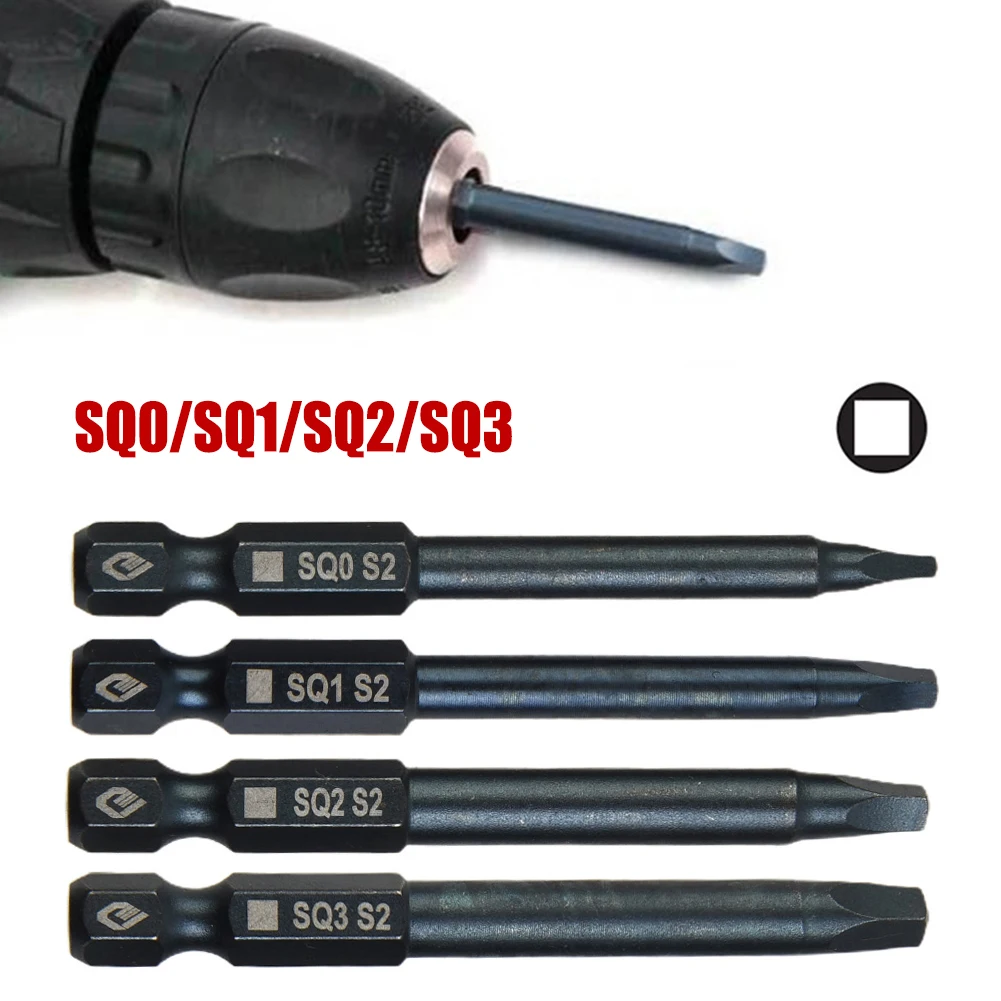 

1pc 65mm SQ0 SQ1 SQ2 Square Head Screwdriver Bits Set Steel Hex Shank Magnetic Screwdriver For Manual Electric Screwdriver