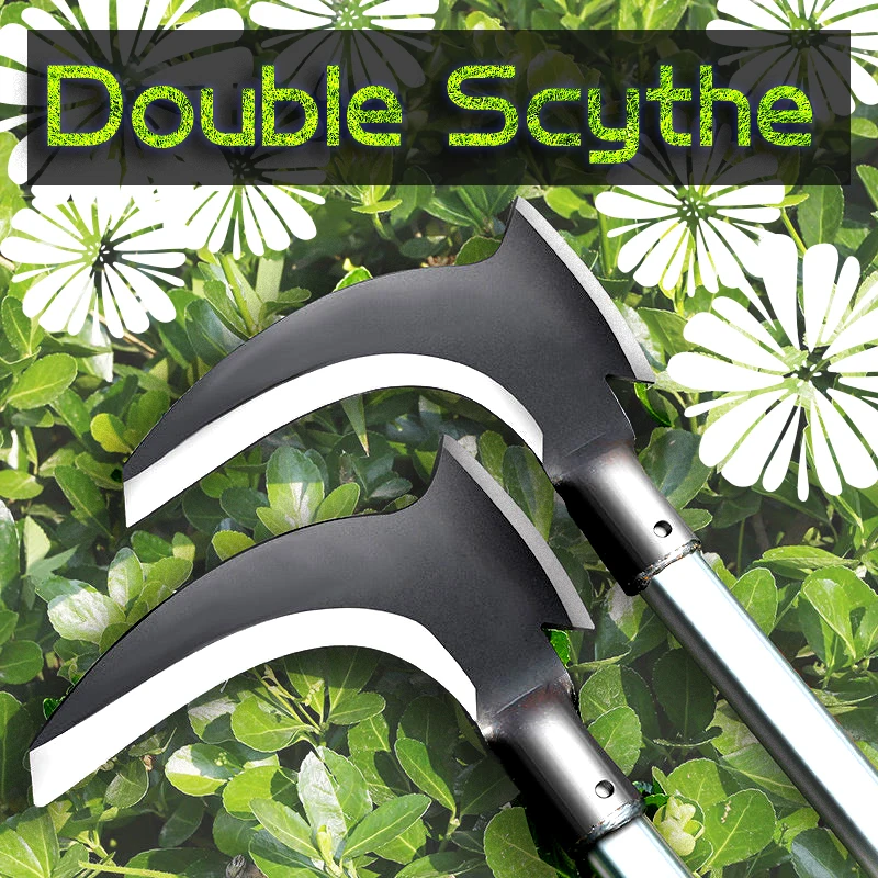 1pcs High Manganese Steel Double Scythe Gardening Weeding Grass Sickle Multif Farming Handheld Clearing Sickle Garden Tools