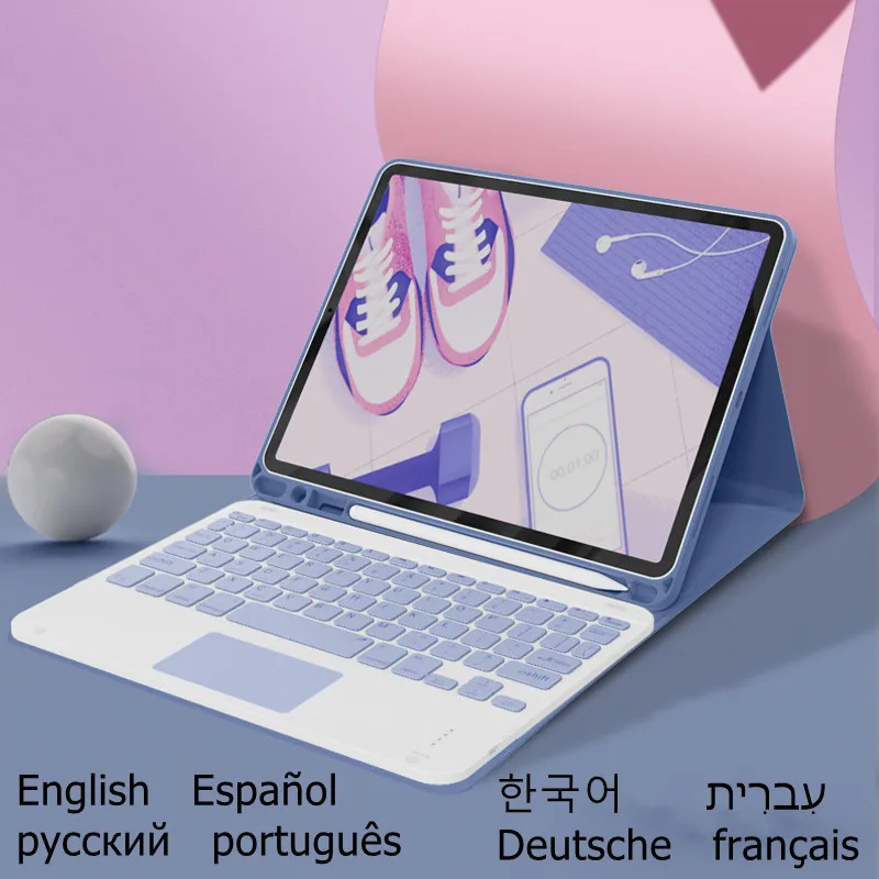 

For iPad Pro 12 9 Case Keyboard for iPad Pro 11 2020 Case 2021 for iPad Pro 12.9 2021 2020 2018 Spanish Russian Keyboard
