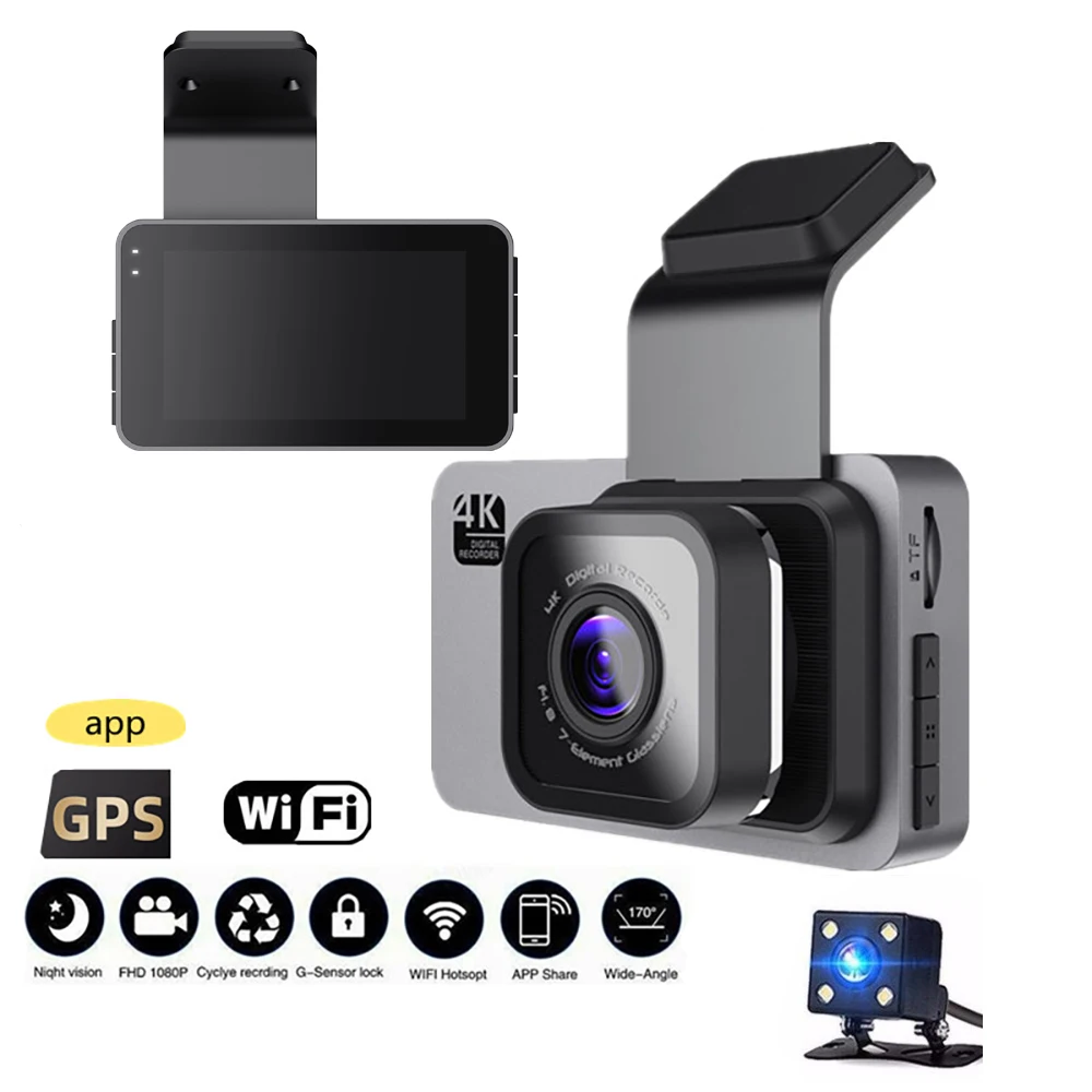 

Видеорегистратор автомобильный, Wi-Fi, 3,0 дюйма, Full HD 1080P, GPS