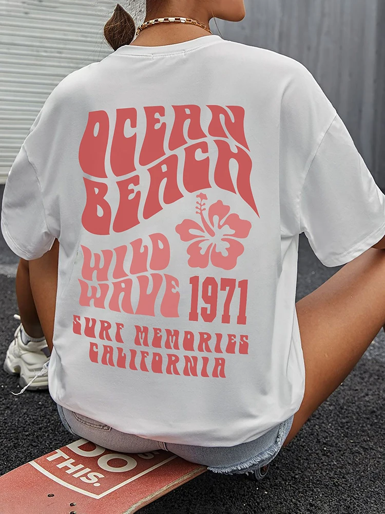 

Ocean Beach Wild has 1971 California Cotton футболка в стиле Харадзюку трендовые футболки, футболки оверсайз с круглым вырезом, футболки с коротким рукавом
