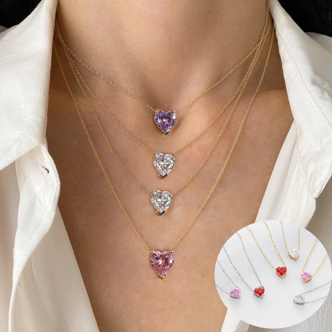 Корейская цепочка из нержавеющей стали ожерелья в форме сердца для женщин кулон