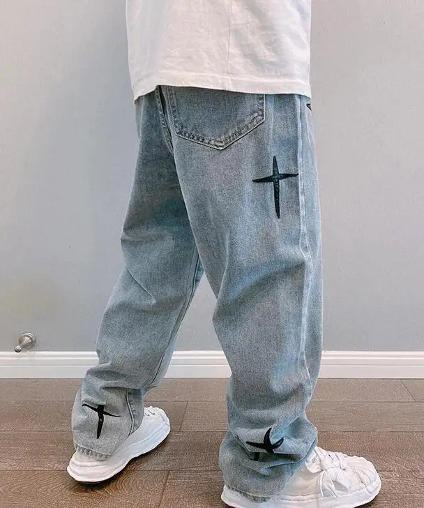Men's Straight Loose Jeans Spring and Autumn Men's Ninth Pants Wide Leg Pants Wide Leg Cargo Pants