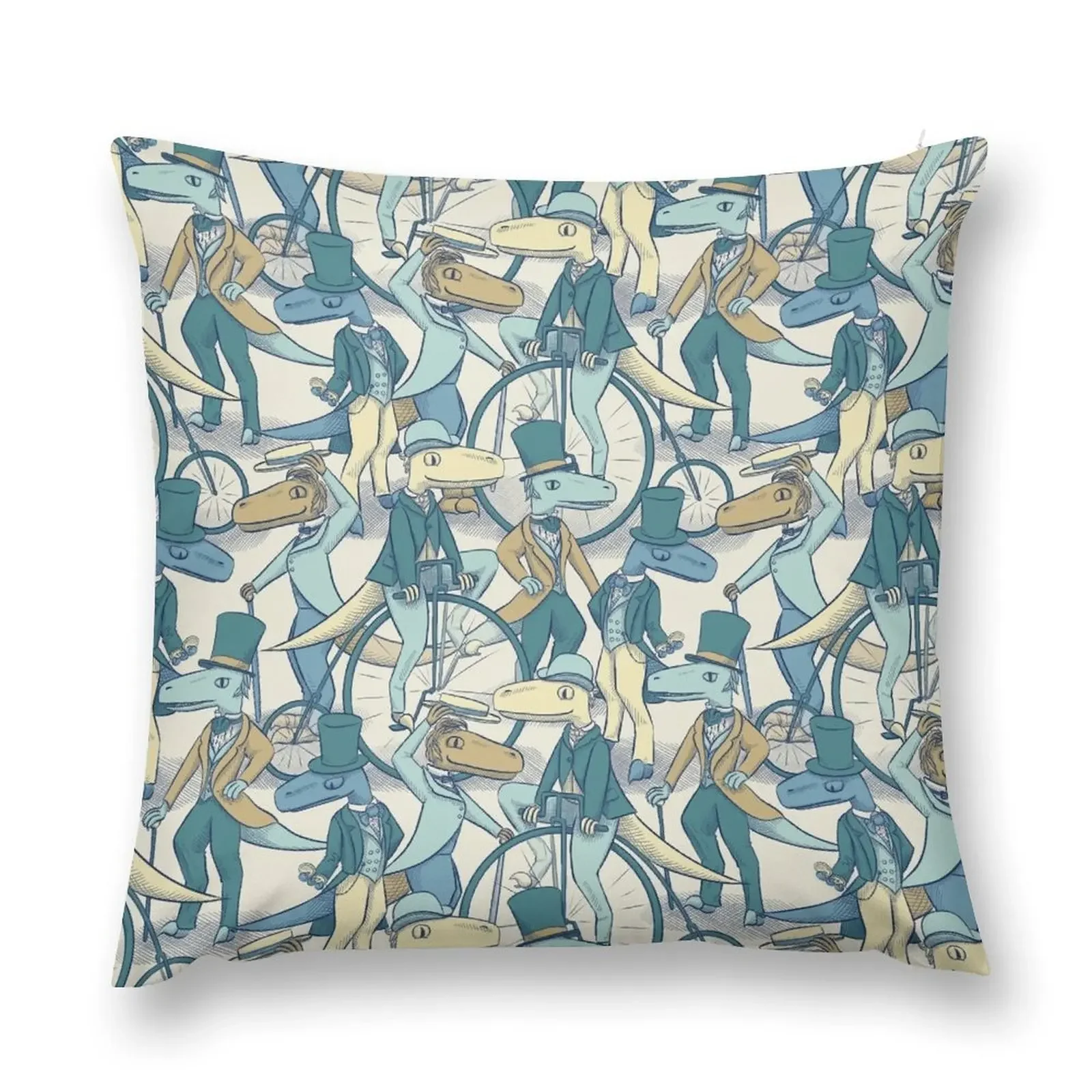 Викторианский велоцираптор джентльмены декоративная подушка рождественские