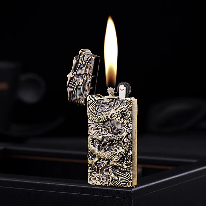 

Relief Dragon Metal Open Fire Kerosene Lighter Personalized Creative Lighter