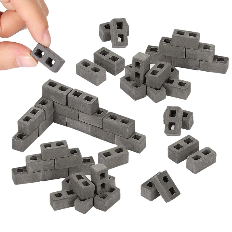 60 blocos de cimento 1/12 escala mini tijolos tijolos em miniatura de concreto pequenos paisagismo acessórios de casa de bonecas