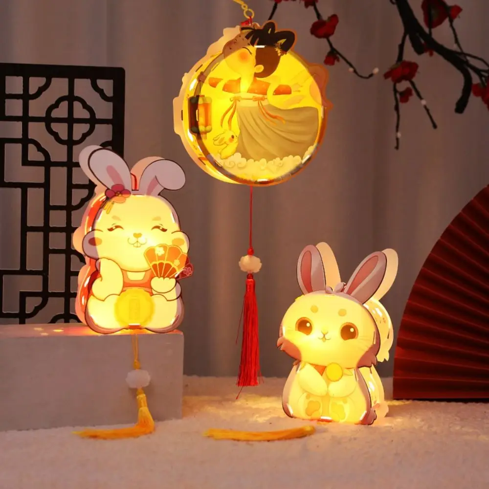 

Mid-Autumn Festival Cartoon Rabbit Hand held Lantern Children's Chinese Hand held Light emitting Lantern DIY Material Bag