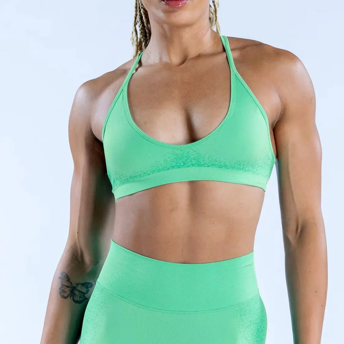 Фото No Logos Tight Yoga Bra Women's Suspender Band Ignite Cross Back Sports Quick Dry Fitness Impact Clothing Top Sexy New Halter №5