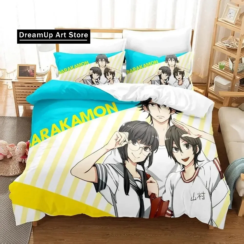 Фото Комплект постельного белья в стиле аниме Barakamon с 3D принтом для мальчиков и девочек, односпальная королева, полноразмерный пододеяльник, наволочка, кровать для взрослых, спальня №2