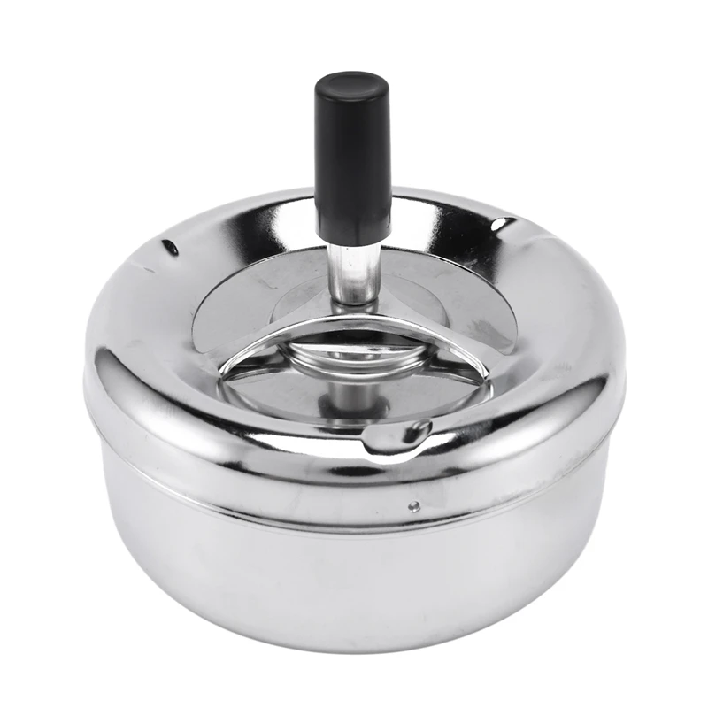 

Round Spinning Ashtray Cigarette Ash Round Stainless Steel Ashtray Housewares Spinning With Cover