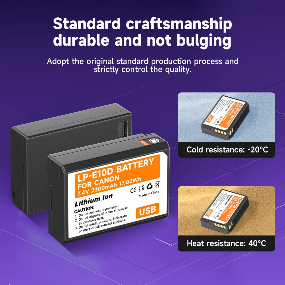CITYORK 2300 мАч LP-E10 LP E10 LPE10 Аккумулятор для камеры с зарядкой Type-C Canon EOS 1100D 1200D 1300D Kiss X50