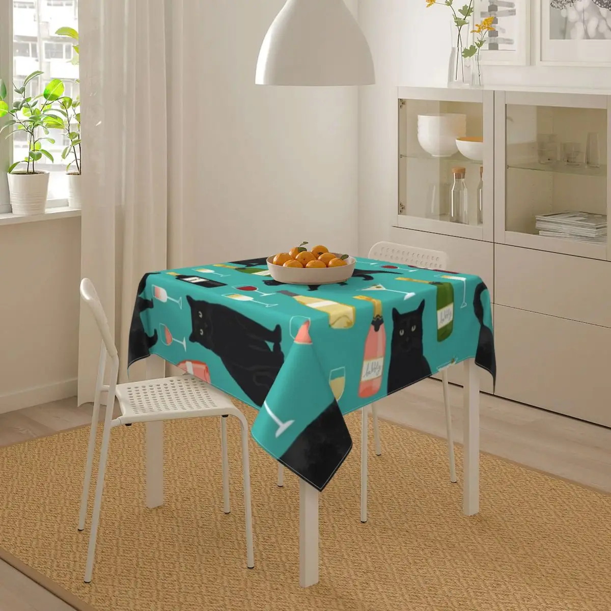 Цветная скатерть с принтом вина защитная забавного черного кота дешевая