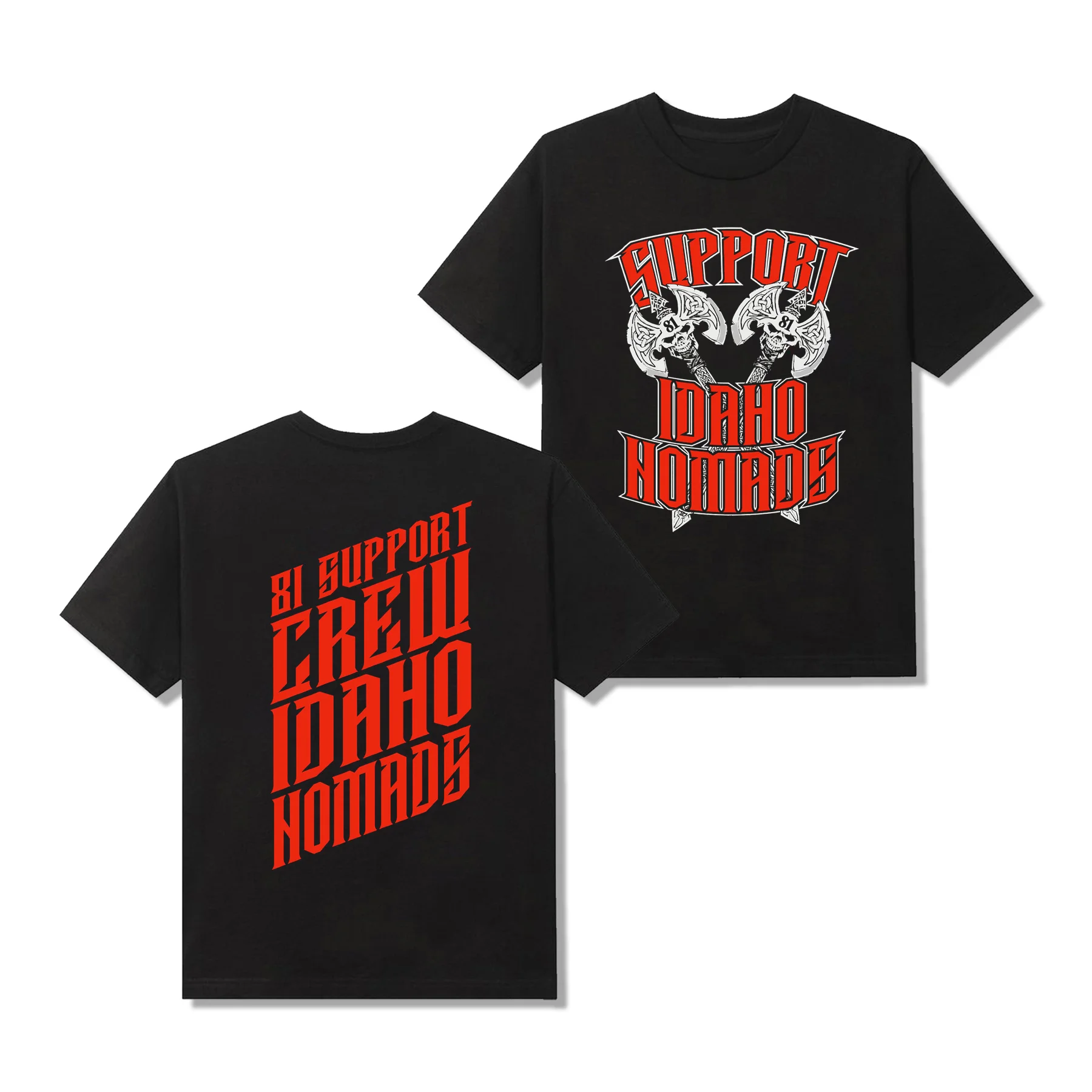 

Vintage Men Short Sleeve Casual Unique Oversized T-shirt Male Double Ax Support Idaho 81 Hells Angels T-shirt Graphic Tees S-3XL