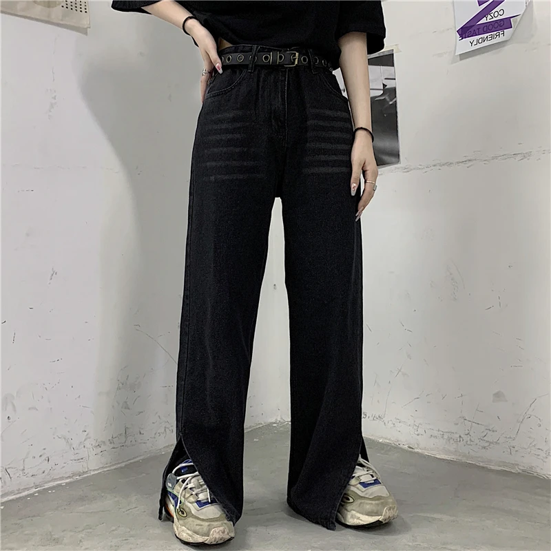 

Hip Hop Retro Open-legged Wide Leg Jeans Fashion Straight Wide Leg Pants Men Women High-waisted Scrunchy Drapey Dragging Pants