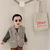 mila chou 2022 spring children quilted jacket vest baby boy girl cotton casual black plaid sleeveless coat top kids clothes