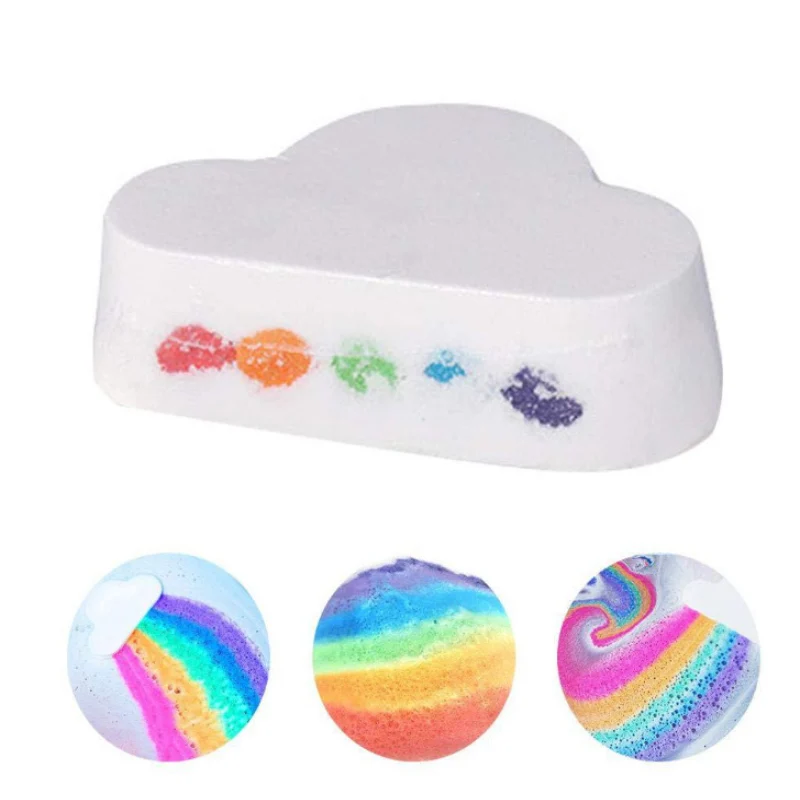 

Rainbow Cloud Bath Bomb Colorful Bubble Bath Sea Salt Natural Exfoliating Essential Moisturize Dry Skin Women Mom Kid أملاح استح