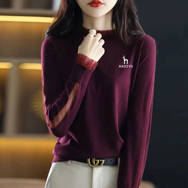 

2023 Golf Wear Autumn Women Fashion Underlay Golf Sweater Women's Golf Clothing Tennis Blouse Style Knitted Long Sleeves Top