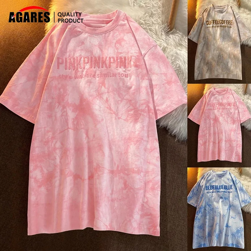 

Футболка женская с коротким рукавом, универсальная Свободная рубашка оверсайз в стиле хип-хоп с вышивкой и надписью, с круглым вырезом, в Ко...