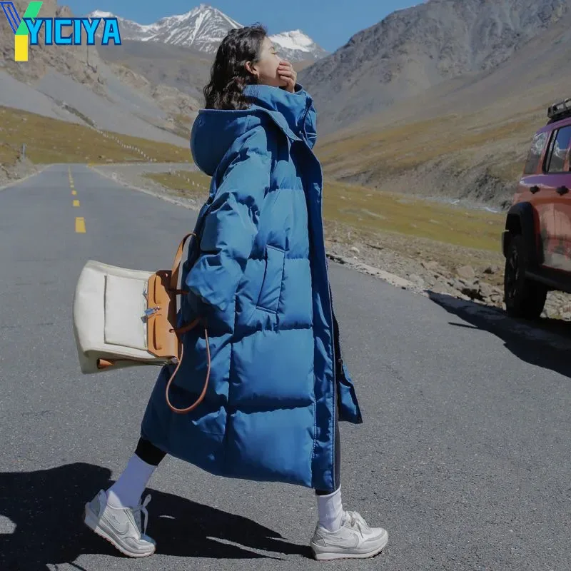 YICIYA Women's Winter Jacket 2023 Hooded Long Cotton Clothes Warm Thicken Windproof Streetwear Fashion Loose Oversized Coat Tops